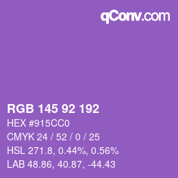 カラーコード: RGB 145 92 192 | qconv.com