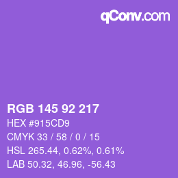 Color code: RGB 145 92 217 | qconv.com