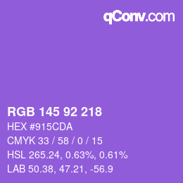 Color code: RGB 145 92 218 | qconv.com