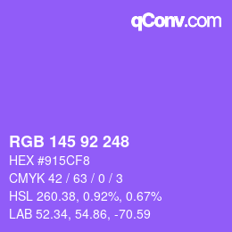Color code: RGB 145 92 248 | qconv.com