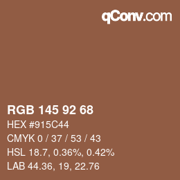 Color code: RGB 145 92 68 | qconv.com