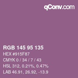 颜色代码: RGB 145 95 135 | qconv.com