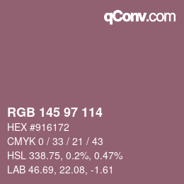 Color code: RGB 145 97 114 | qconv.com