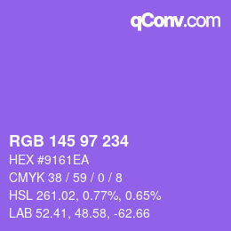 Color code: RGB 145 97 234 | qconv.com