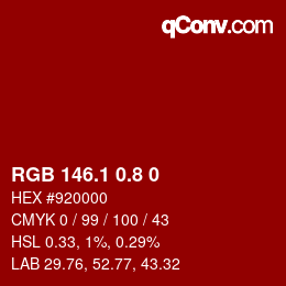 Color code: RGB 146.1 0.8 0 | qconv.com