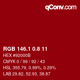 カラーコード: RGB 146.1 0.8 11 | qconv.com