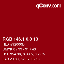 カラーコード: RGB 146.1 0.8 13 | qconv.com