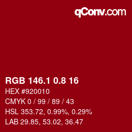カラーコード: RGB 146.1 0.8 16 | qconv.com