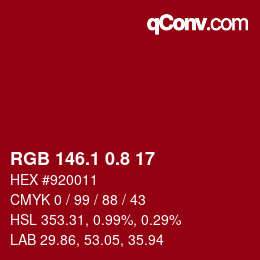 カラーコード: RGB 146.1 0.8 17 | qconv.com