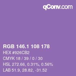 カラーコード: RGB 146.1 108 178 | qconv.com