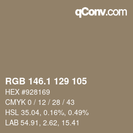 Color code: RGB 146.1 129 105 | qconv.com