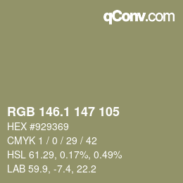 Color code: RGB 146.1 147 105 | qconv.com