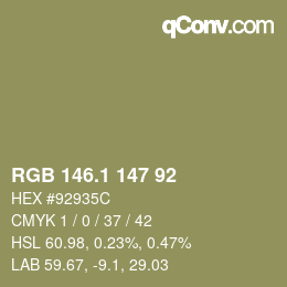 カラーコード: RGB 146.1 147 92 | qconv.com