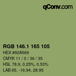 Color code: RGB 146.1 165 105 | qconv.com
