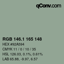 カラーコード: RGB 146.1 165 148 | qconv.com