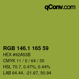 カラーコード: RGB 146.1 165 59 | qconv.com