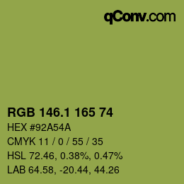 カラーコード: RGB 146.1 165 74 | qconv.com