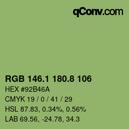 カラーコード: RGB 146.1 180.8 106 | qconv.com