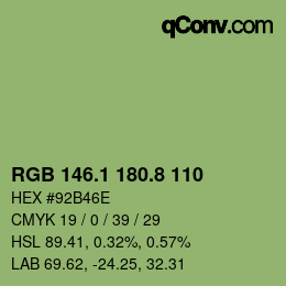 カラーコード: RGB 146.1 180.8 110 | qconv.com