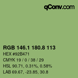 Color code: RGB 146.1 180.8 113 | qconv.com