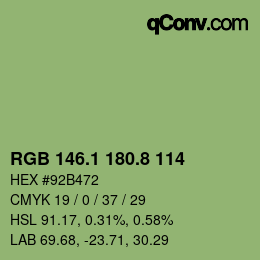 Color code: RGB 146.1 180.8 114 | qconv.com