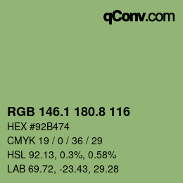 カラーコード: RGB 146.1 180.8 116 | qconv.com