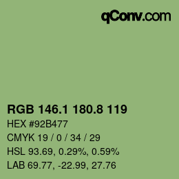 カラーコード: RGB 146.1 180.8 119 | qconv.com