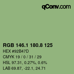 カラーコード: RGB 146.1 180.8 125 | qconv.com