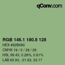 Color code: RGB 146.1 180.8 128 | qconv.com