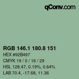 カラーコード: RGB 146.1 180.8 151 | qconv.com