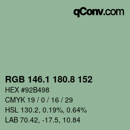 Código de color: RGB 146.1 180.8 152 | qconv.com