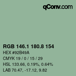 Color code: RGB 146.1 180.8 154 | qconv.com
