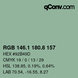 Color code: RGB 146.1 180.8 157 | qconv.com