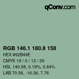 カラーコード: RGB 146.1 180.8 158 | qconv.com