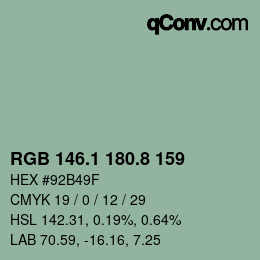 Color code: RGB 146.1 180.8 159 | qconv.com