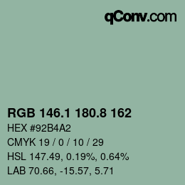 カラーコード: RGB 146.1 180.8 162 | qconv.com