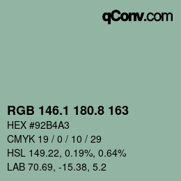 カラーコード: RGB 146.1 180.8 163 | qconv.com