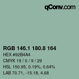 Color code: RGB 146.1 180.8 164 | qconv.com