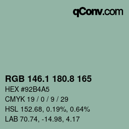 カラーコード: RGB 146.1 180.8 165 | qconv.com