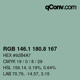カラーコード: RGB 146.1 180.8 167 | qconv.com