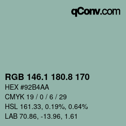 カラーコード: RGB 146.1 180.8 170 | qconv.com