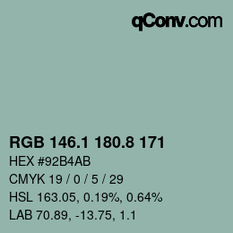 Color code: RGB 146.1 180.8 171 | qconv.com