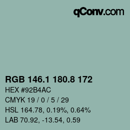 カラーコード: RGB 146.1 180.8 172 | qconv.com