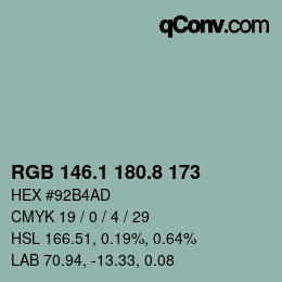 Color code: RGB 146.1 180.8 173 | qconv.com