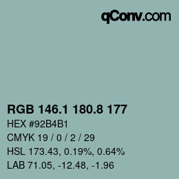 カラーコード: RGB 146.1 180.8 177 | qconv.com