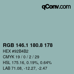 Color code: RGB 146.1 180.8 178 | qconv.com