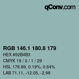 Color code: RGB 146.1 180.8 179 | qconv.com