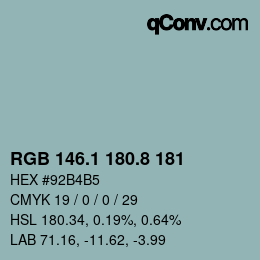 Color code: RGB 146.1 180.8 181 | qconv.com