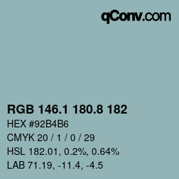 Color code: RGB 146.1 180.8 182 | qconv.com