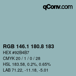 Color code: RGB 146.1 180.8 183 | qconv.com